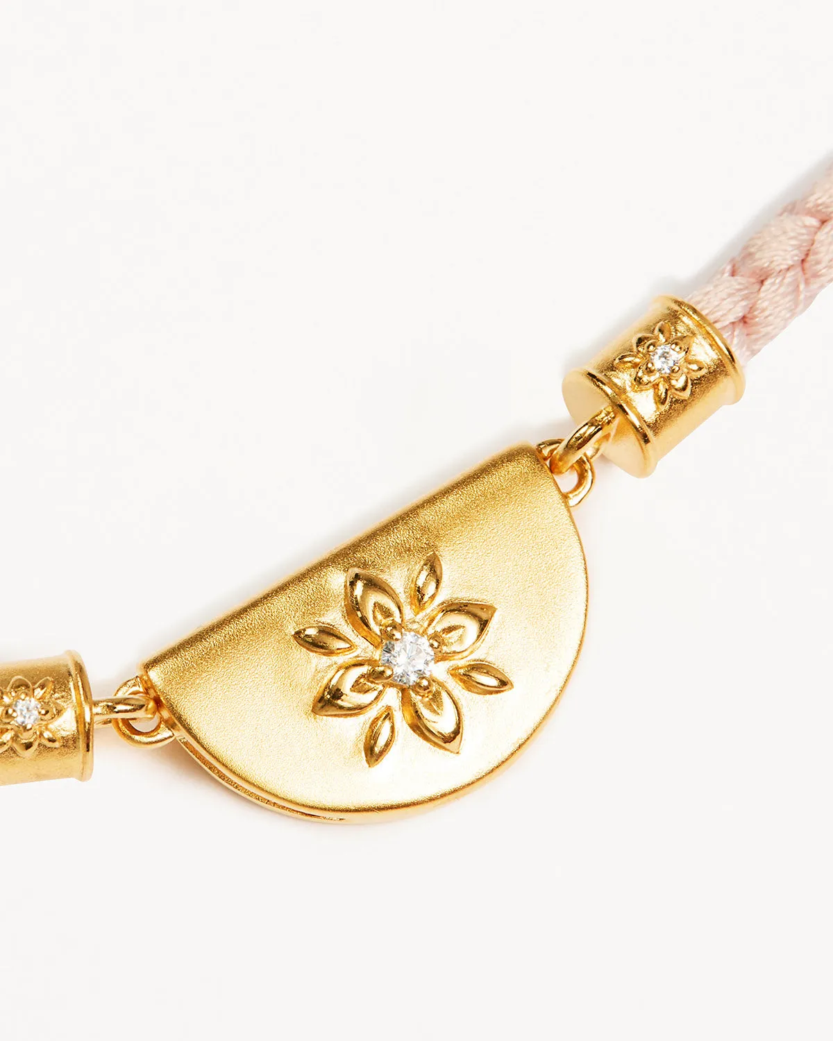 18k Gold Vermeil Lotus Pink Silk Cord Bracelet