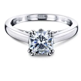 1ct Cushion Moissanite Solitaire W-Prong Ring