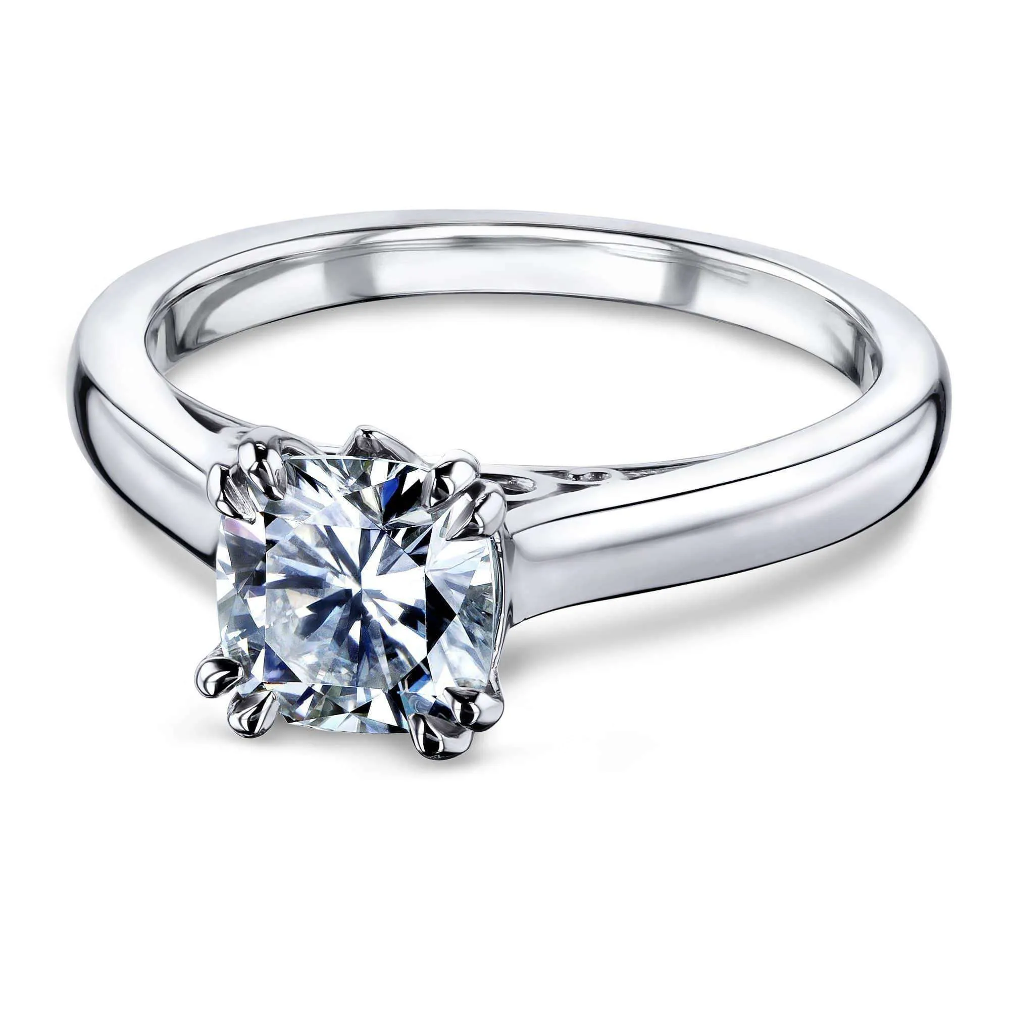 1ct Cushion Moissanite Solitaire W-Prong Ring