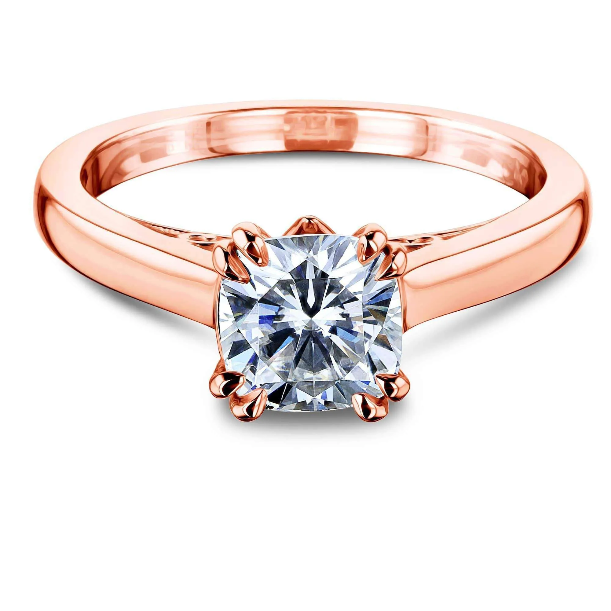 1ct Cushion Moissanite Solitaire W-Prong Ring