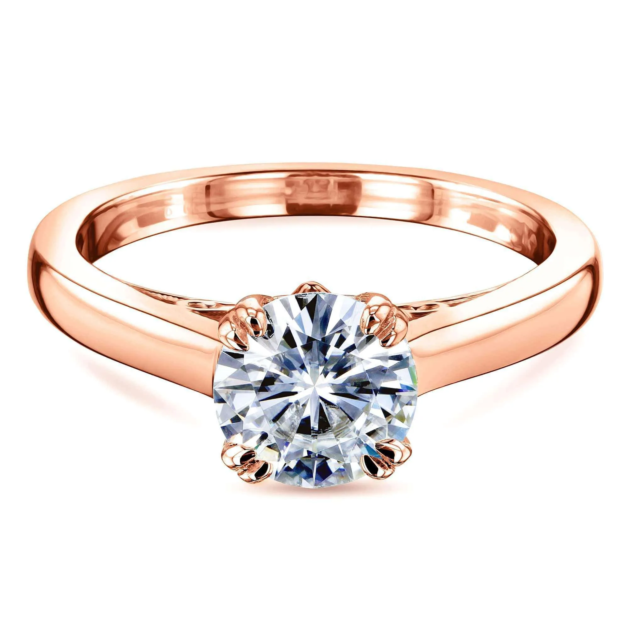 1ct Round Moissanite Solitaire W-Prong Ring