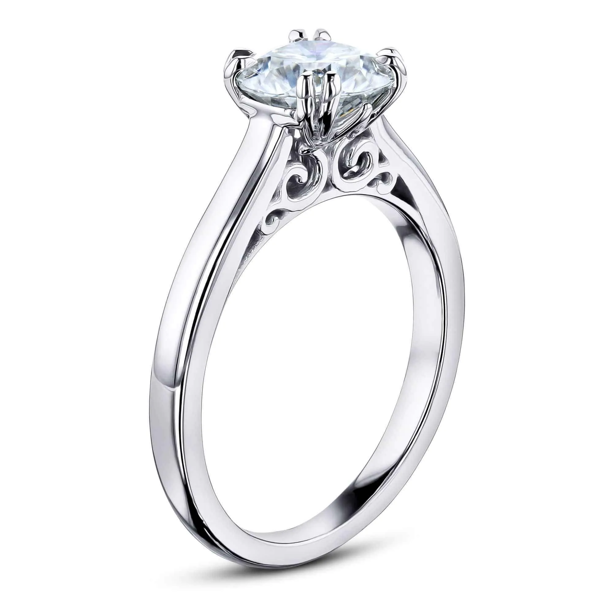 1ct Round Moissanite Solitaire W-Prong Ring