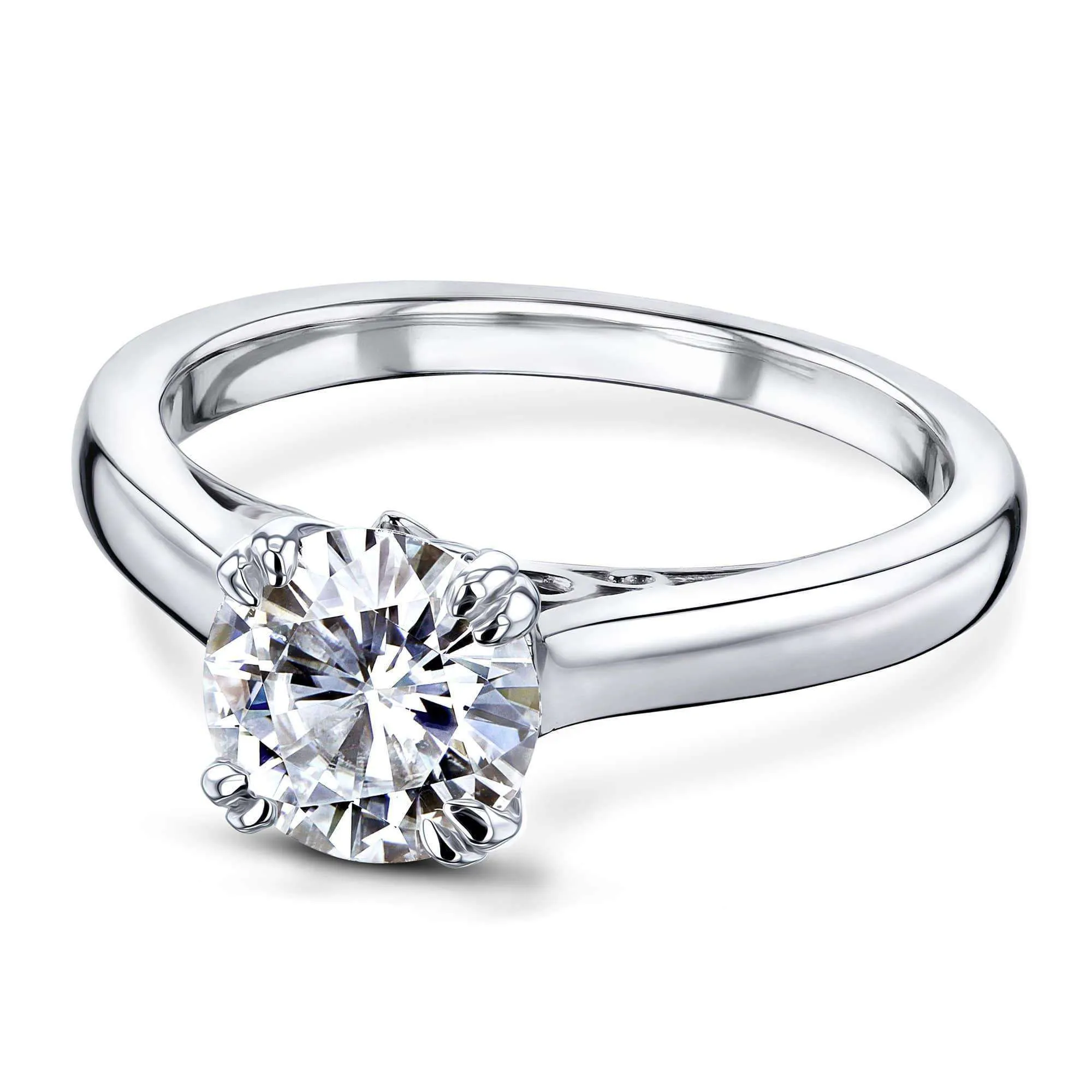 1ct Round Moissanite Solitaire W-Prong Ring