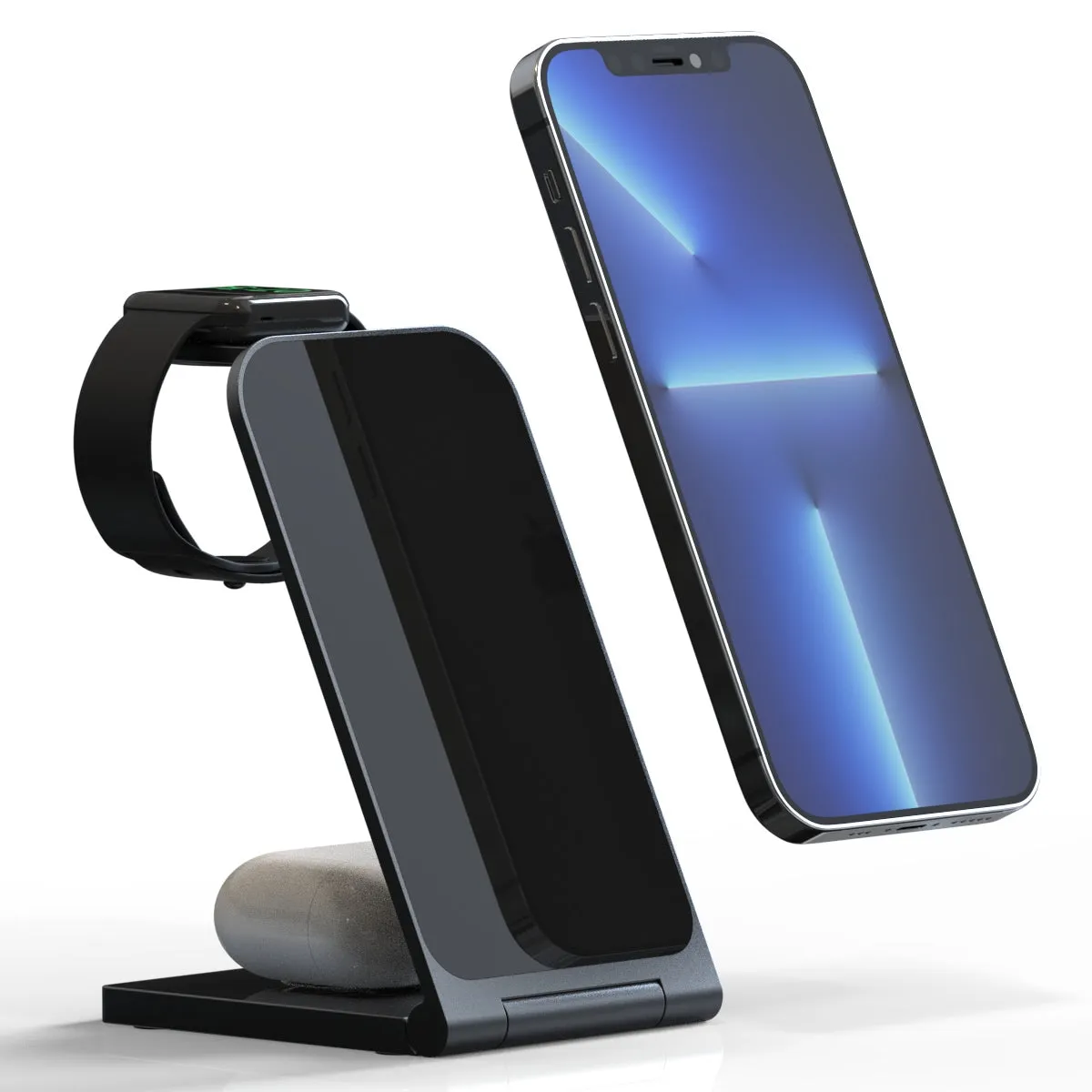 3-in-1 Magnetic Phone, Watch & Airpod Charging Stand - Black