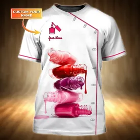 3D All Over Print Manicurist Shirt, Nail Technician Beauti Uniform Shirt, Nail Shirts