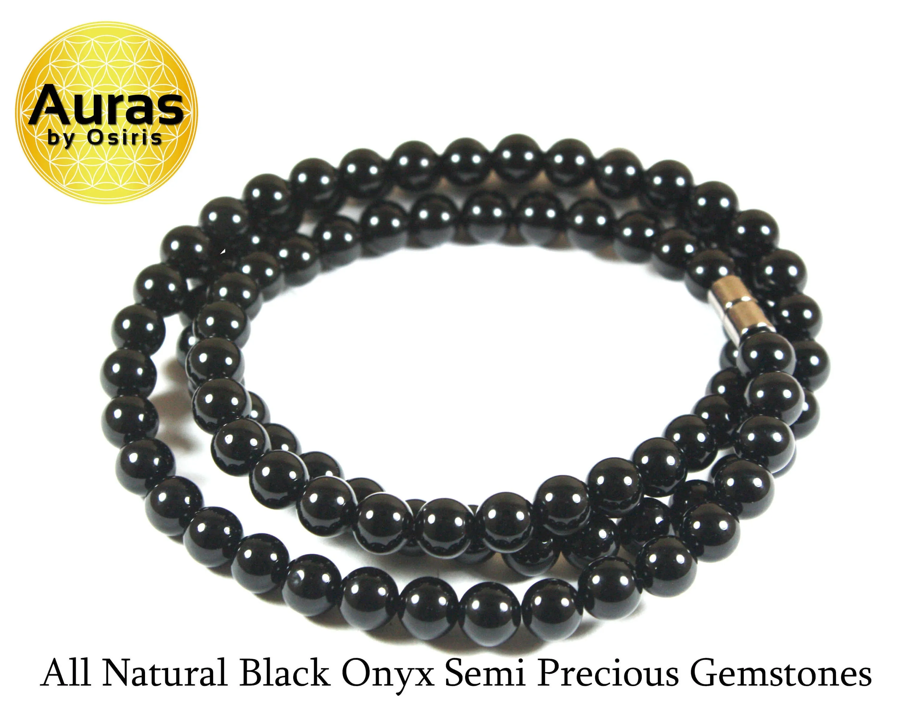 8mm Black Onyx Necklace - EMF Protection Jewelry - Empath Protection - Necklaces for Women/Men - Protection Stones with Magnetic clasp