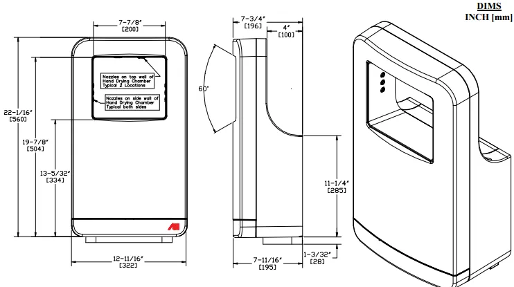 ASI® 20201-3 TRI-Umph™ 277V High Speed Automatic Hand Dryer