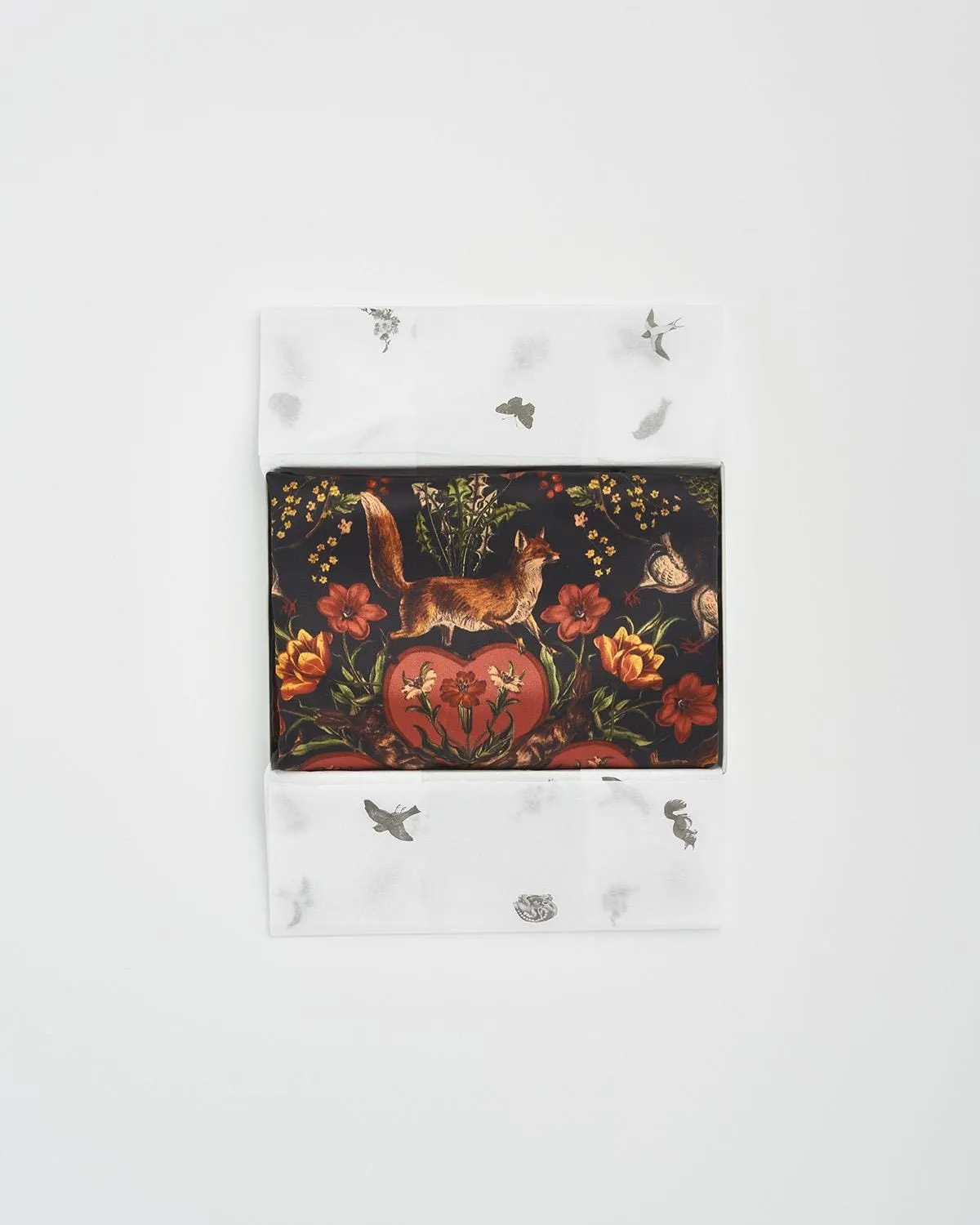 Aurora Silk Pillowcase Black Folksy Fox