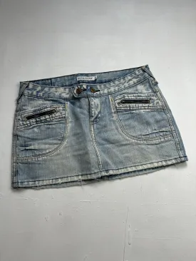 Baby blue denim low rise y2k 90s vintage mini skirt (M)