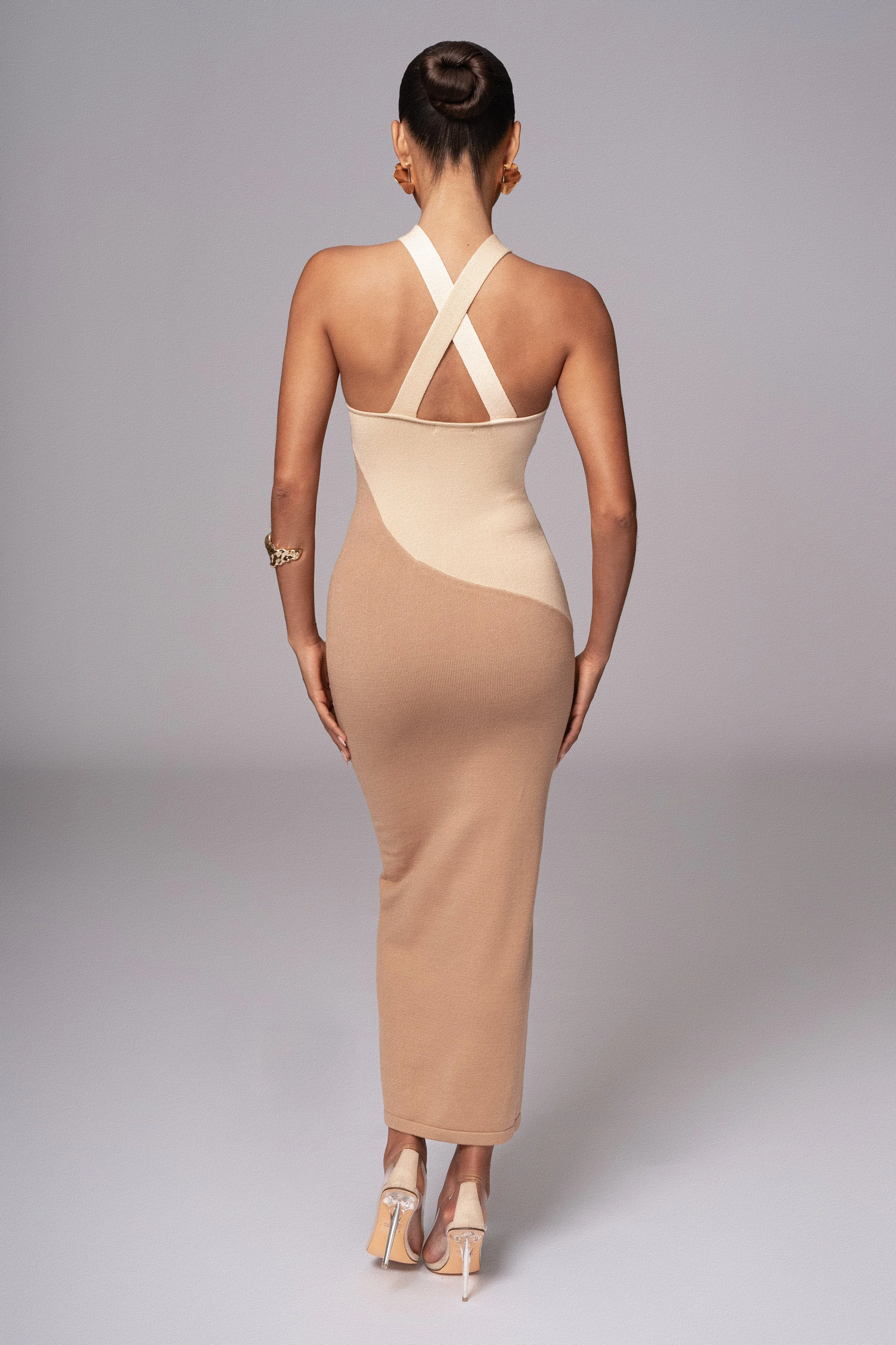 Beige Steph Halter Maxi Dress