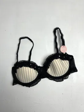 Black & beige mesh striped balcony vintage bra