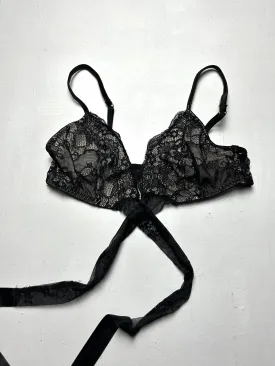 Black lace mesh vintage bra (S)