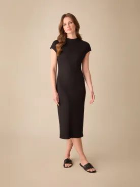 Black Rib Knit Midi Dress