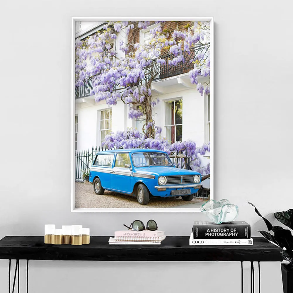 Blue Car in London - Art Print by Victoria's Stories