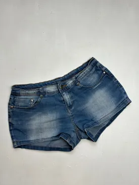 Blue denim low rise mini short (M)