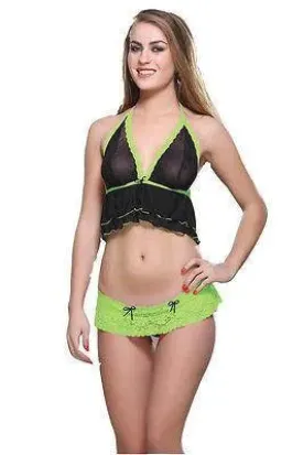 Bold Desire Babydoll Set Green-Black #905