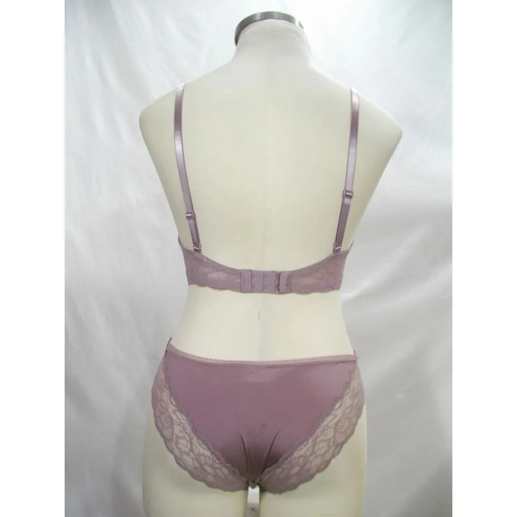 Calvin Klein QF1444 Customized Lift Push Up UW Bra 34D & Seductive Comfort Lace Bikini Set LARGE Mauve NWT