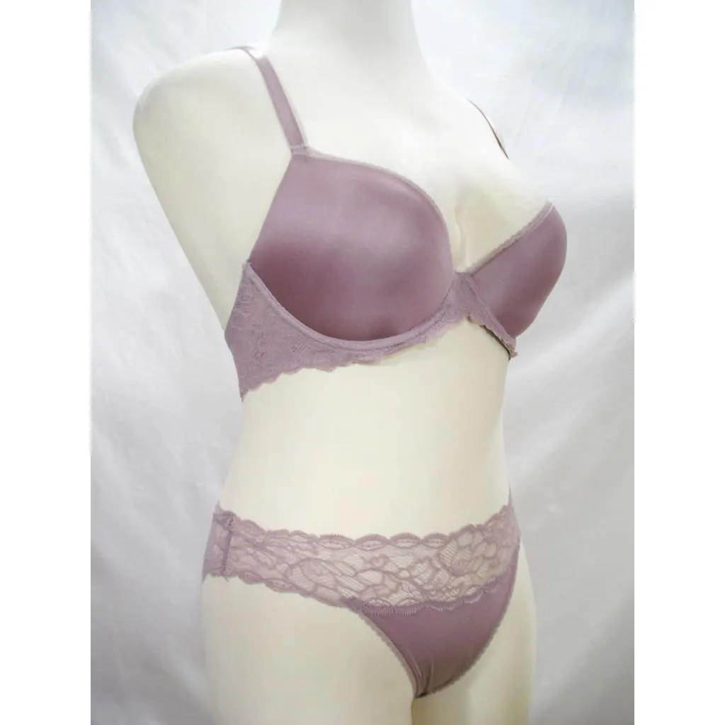 Calvin Klein QF1444 Customized Lift Push Up UW Bra 34D & Seductive Comfort Lace Bikini Set LARGE Mauve NWT