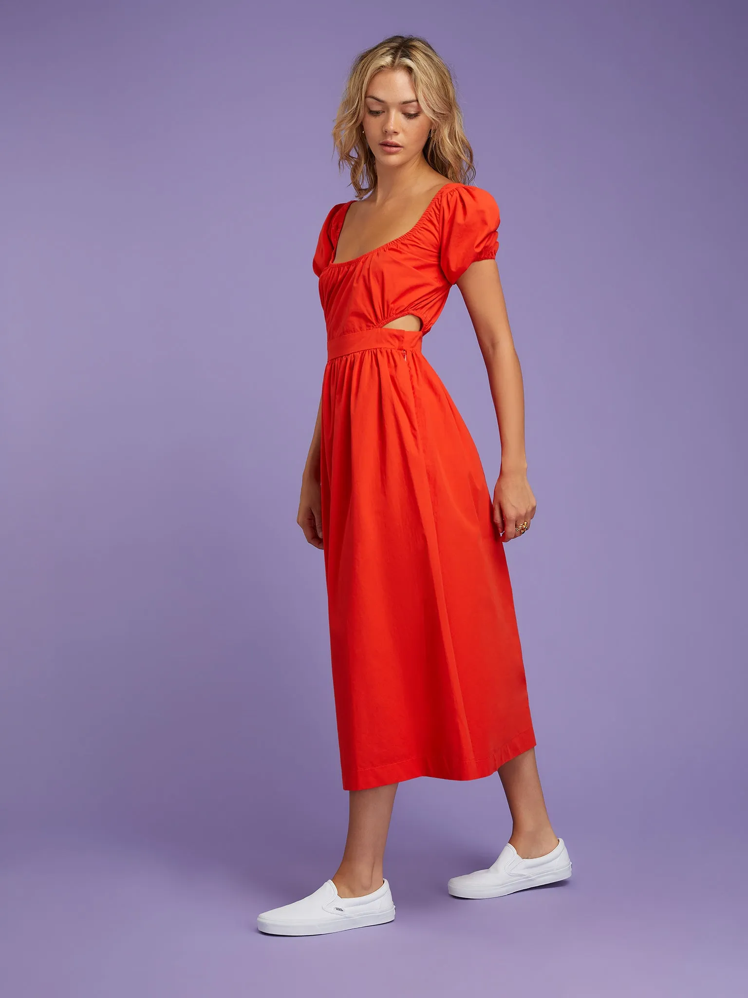 Camellia Midi Dress in Red