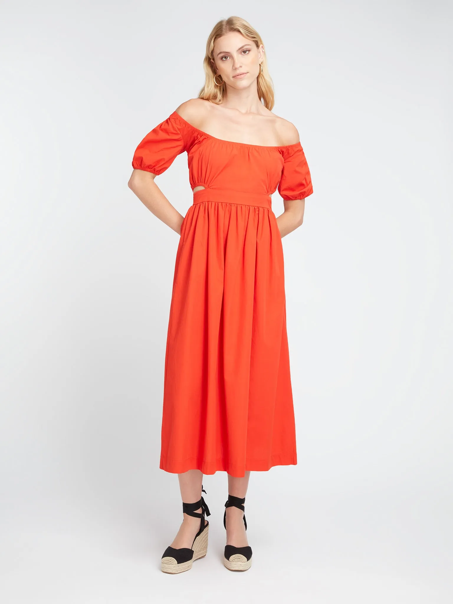 Camellia Midi Dress in Red