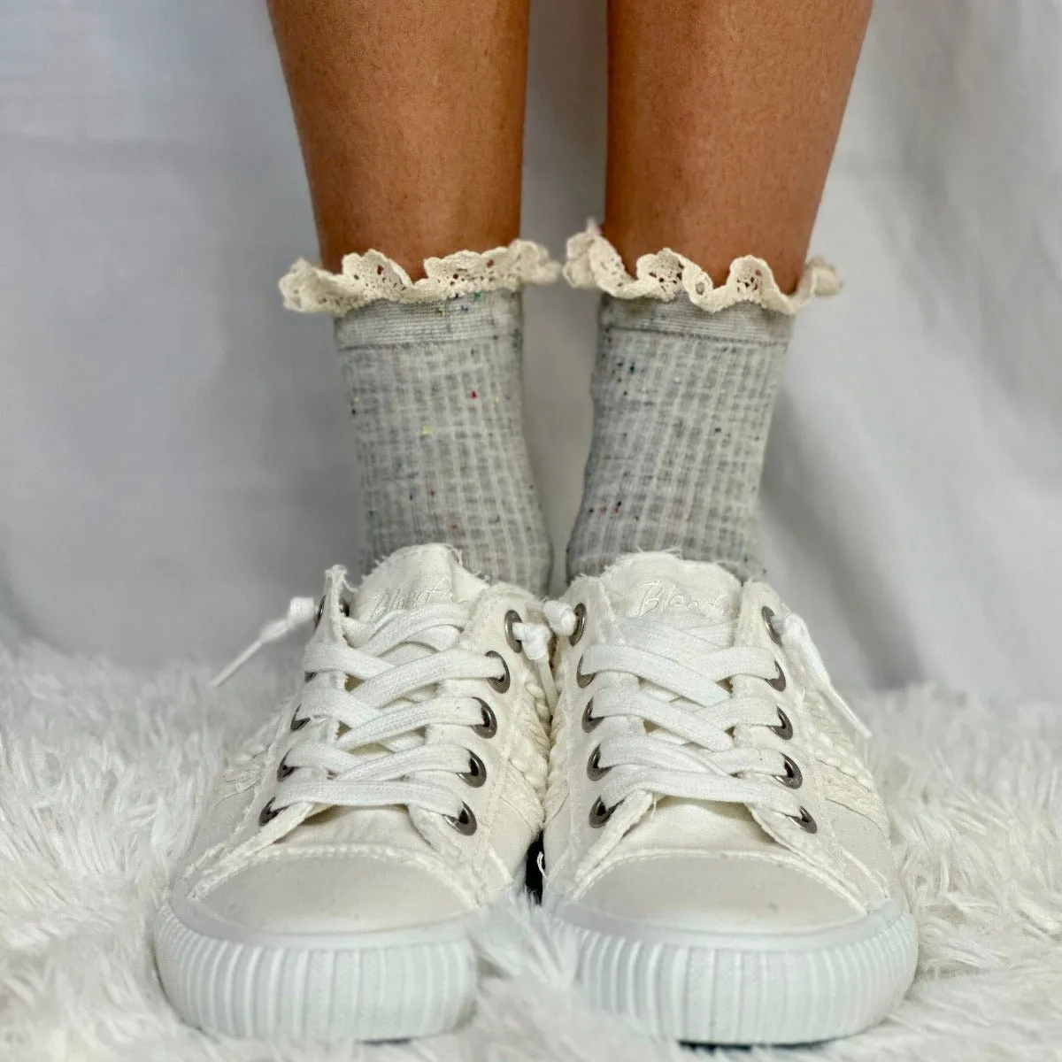 CONFETTI  lace topped ankle socks - grey