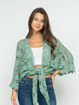 Cotton Lace Shrug ~ Sea Foam Green