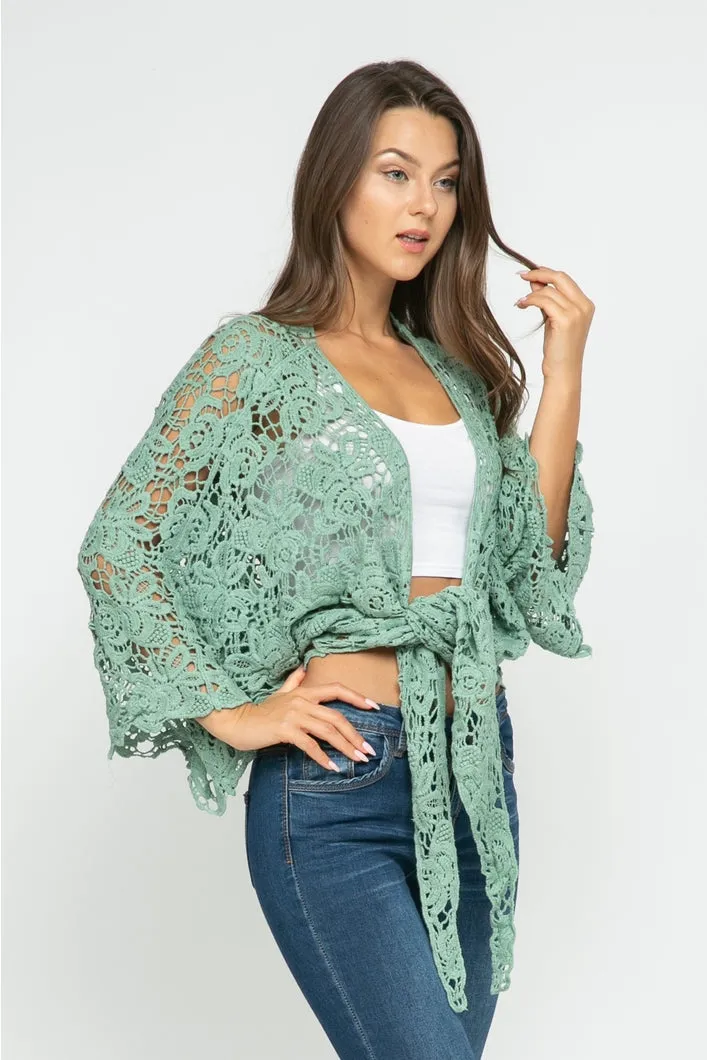 Cotton Lace Shrug ~ Sea Foam Green