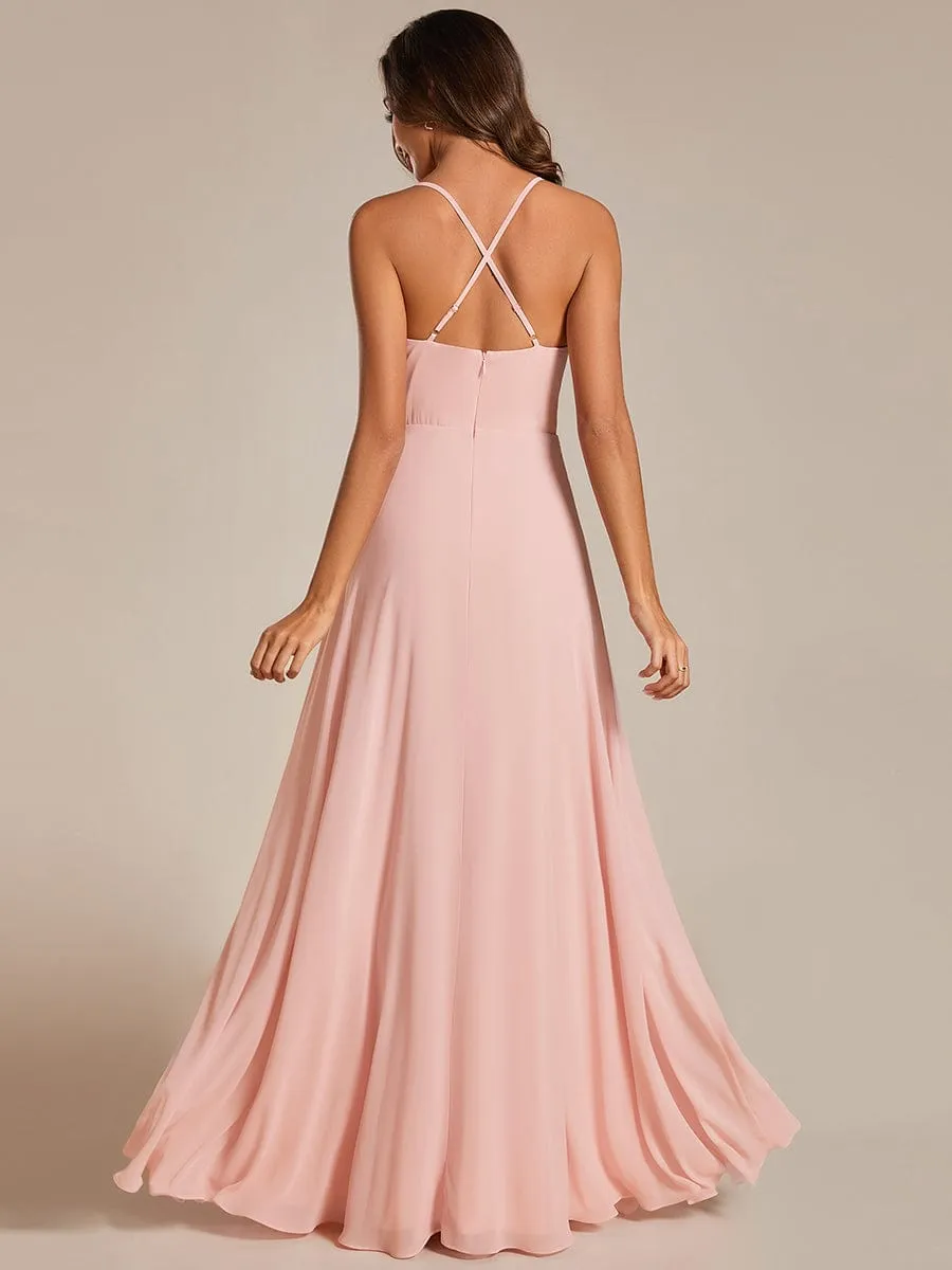 Custom Size Adjustable Spaghetti Strap Chiffon A-Line Bridesmaid Dresses