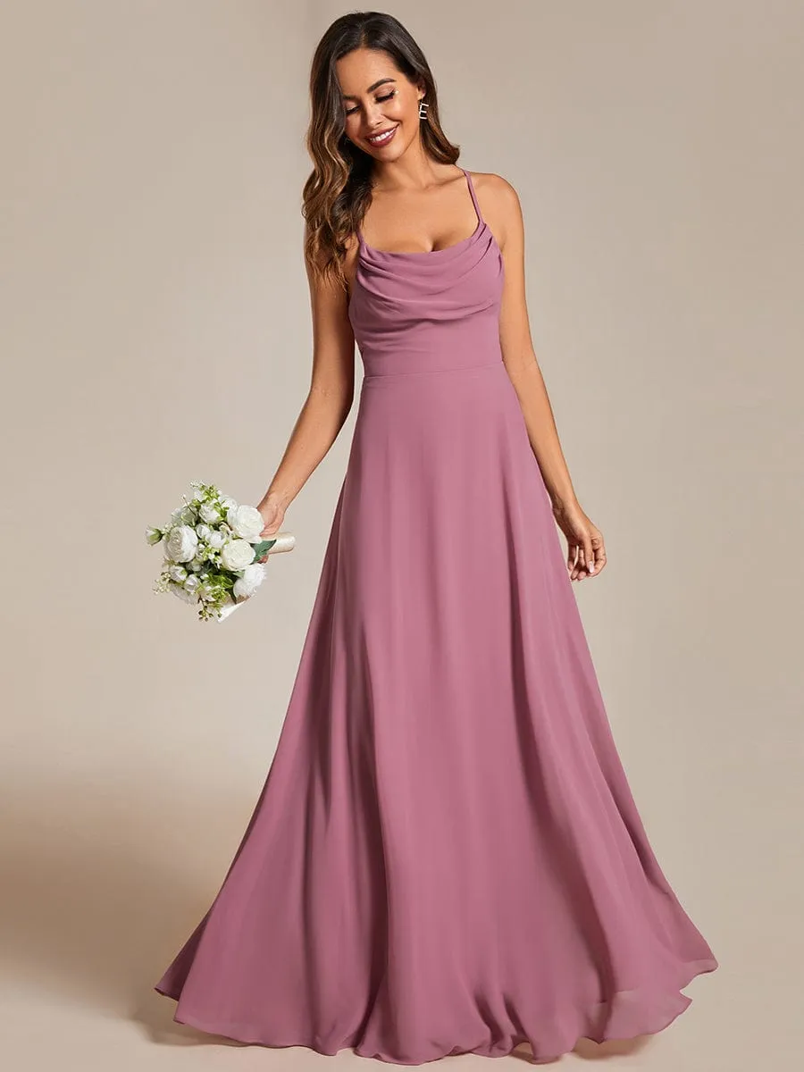 Custom Size Adjustable Spaghetti Strap Chiffon A-Line Bridesmaid Dresses