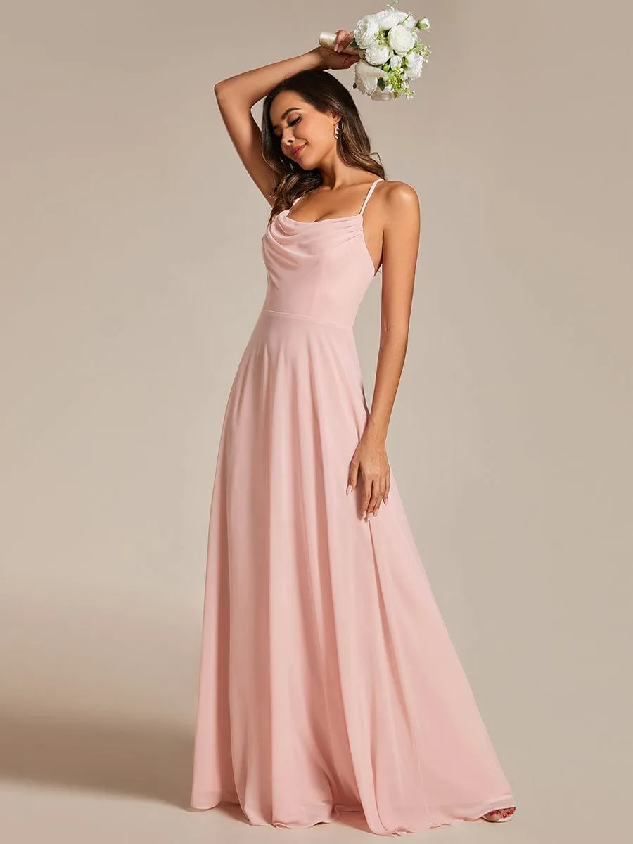 Custom Size Adjustable Spaghetti Strap Chiffon A-Line Bridesmaid Dresses