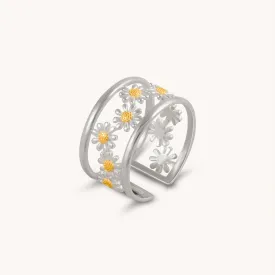 Daisy Silver Adjustable Ring W.