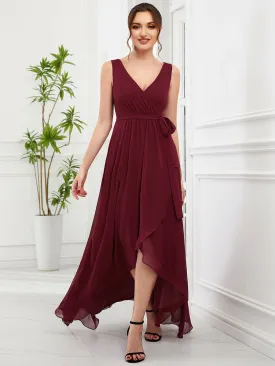 Deep V Neck Sleeveless A Line Split Wholesale Evening Dresses