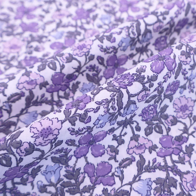 Dressmaking Floral Cotton Lawn - Blossom - Purple