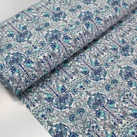 Dressmaking Floral Cotton Lawn - Jane - Blue and Turquoise