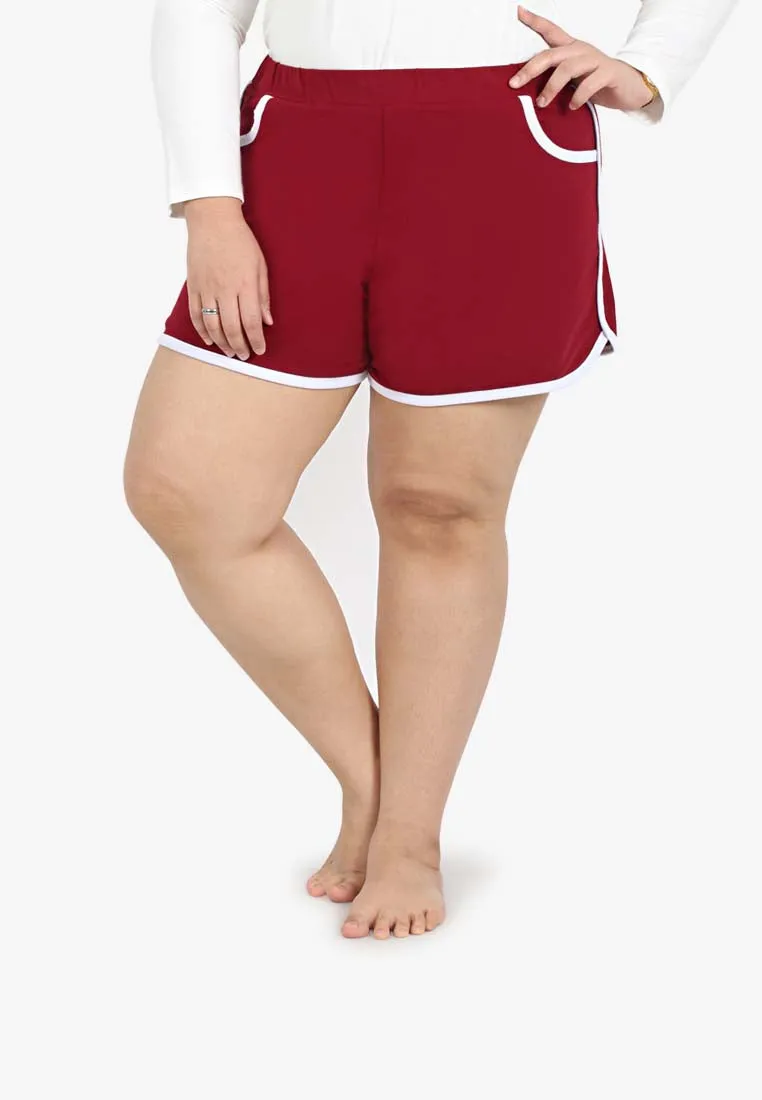 Fonda Plus Size Retro Shorts - Red