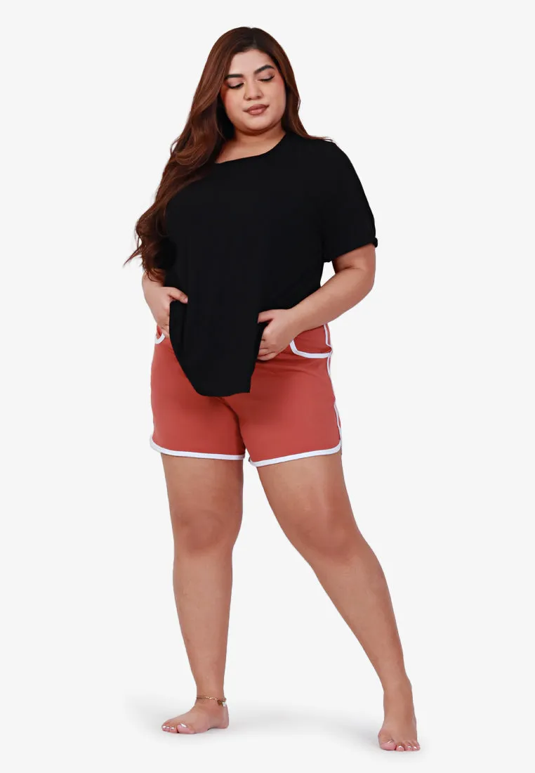 Fonda Plus Size Retro Shorts - Red