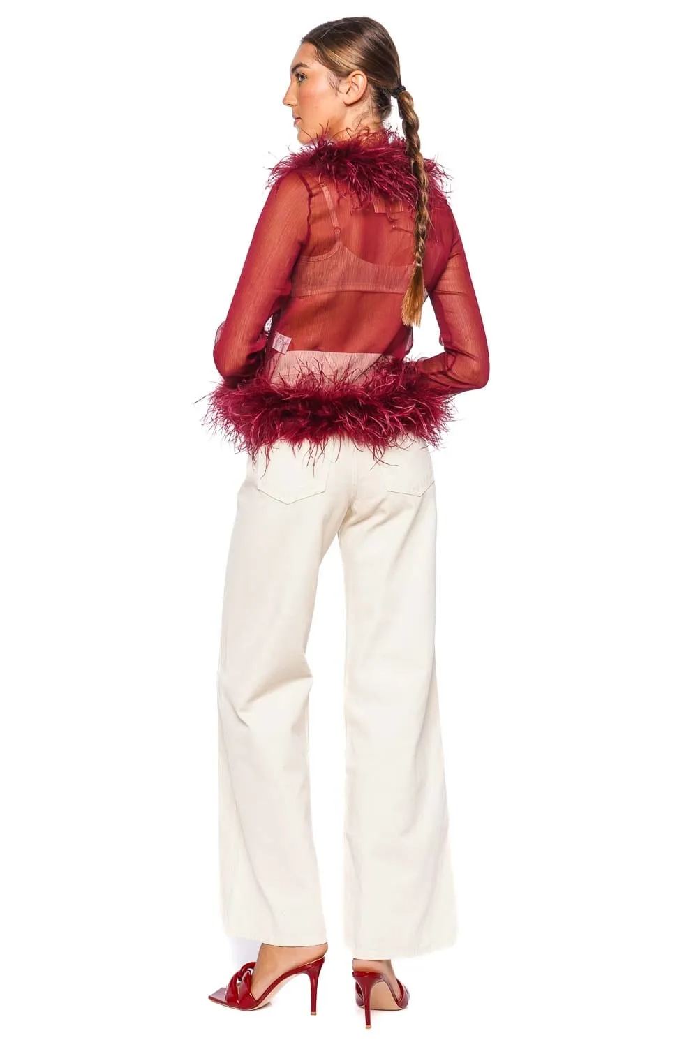 Gigi Sheer Cherry Feather Blouse