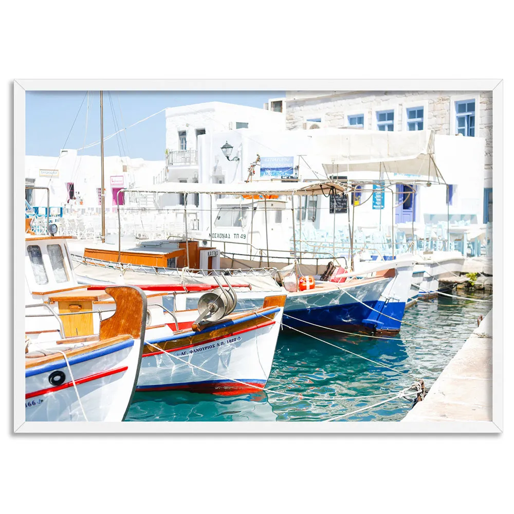 Greek Island Fishing Boats - Art Print by Victoria's Stories