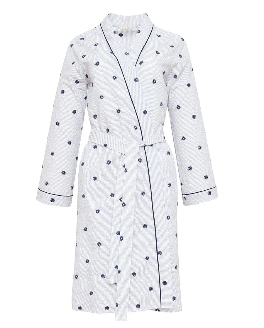 Jolene Stab Stitch Embroidered Short Dressing Gown