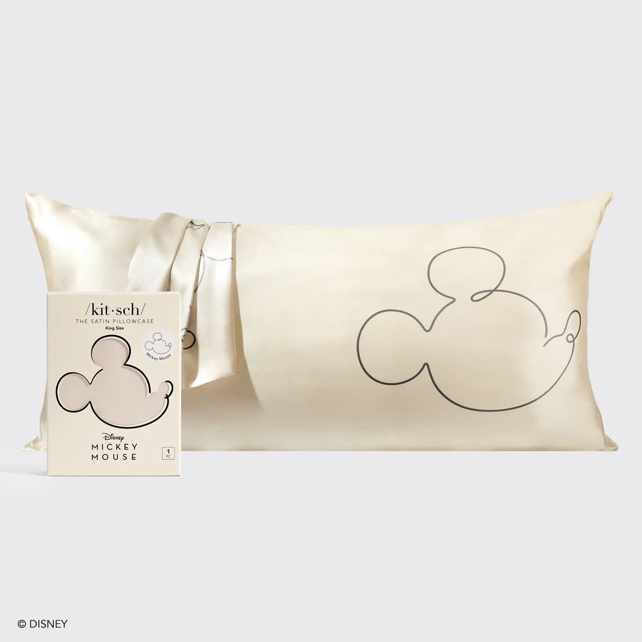 Kitsch & Mickey and Minnie Satin Pillowcase King Mr. Mouse - Cream