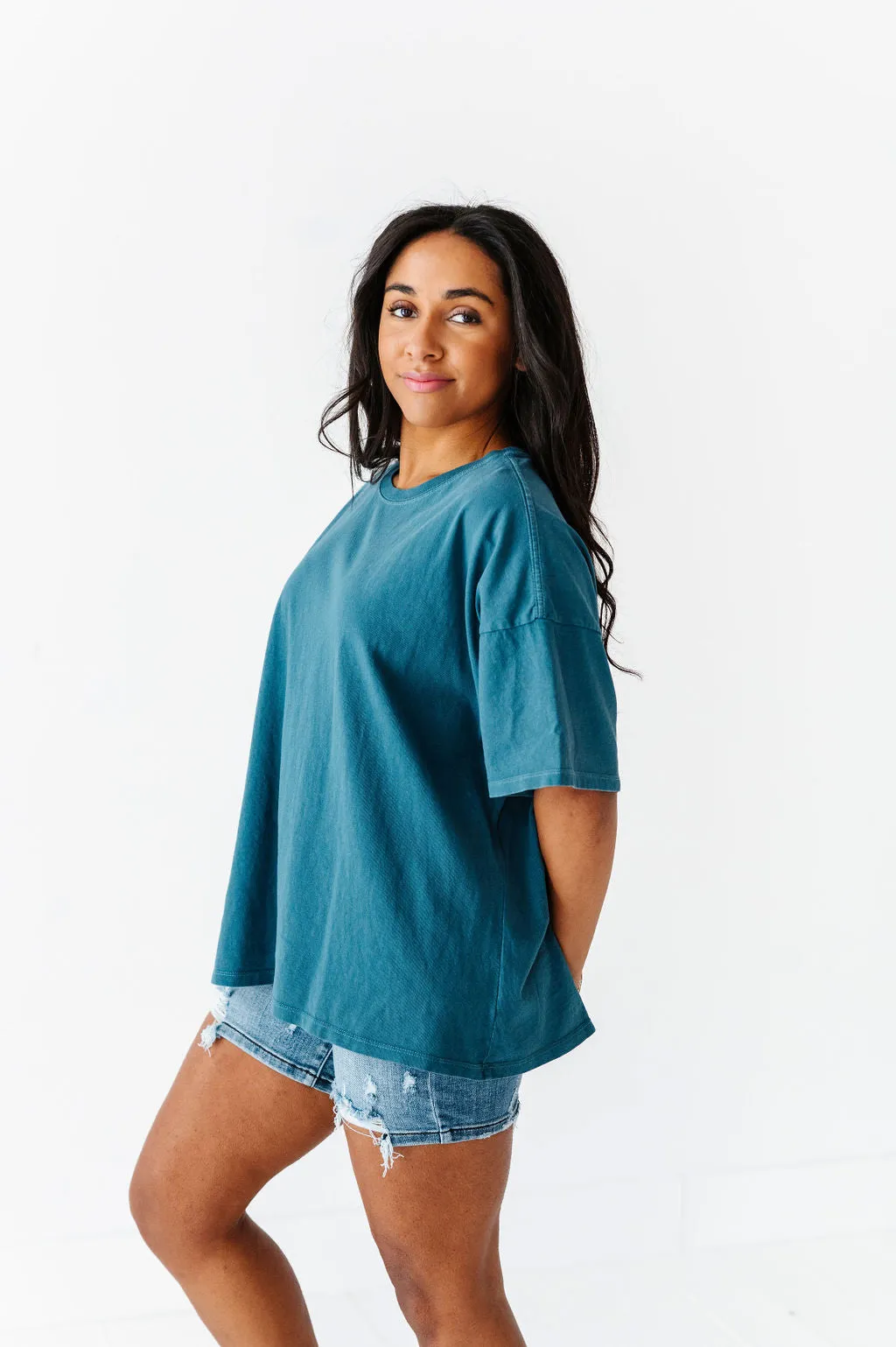 Lisa Oversized Boyfriend Tee in Dark Teal