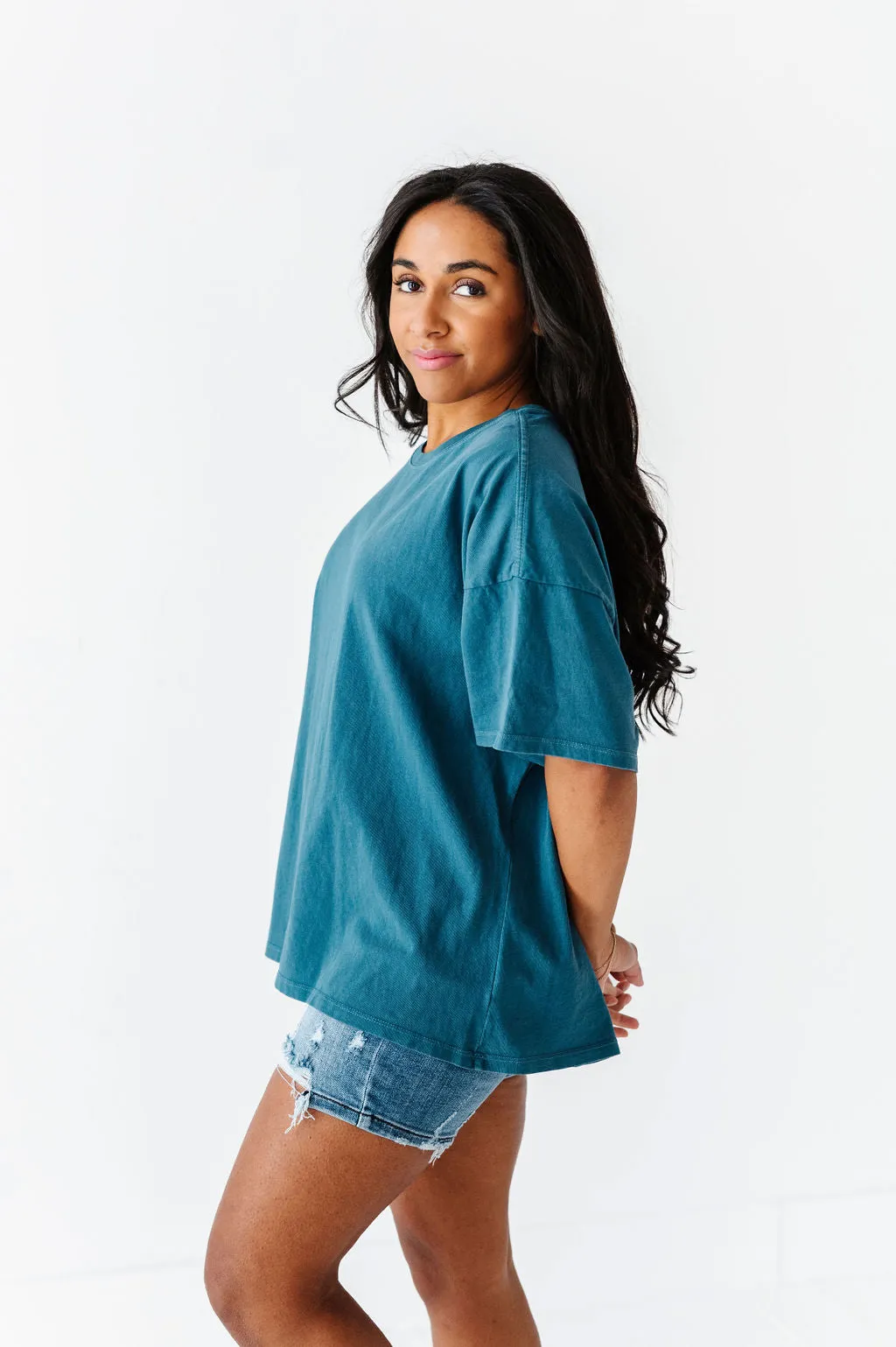 Lisa Oversized Boyfriend Tee in Dark Teal