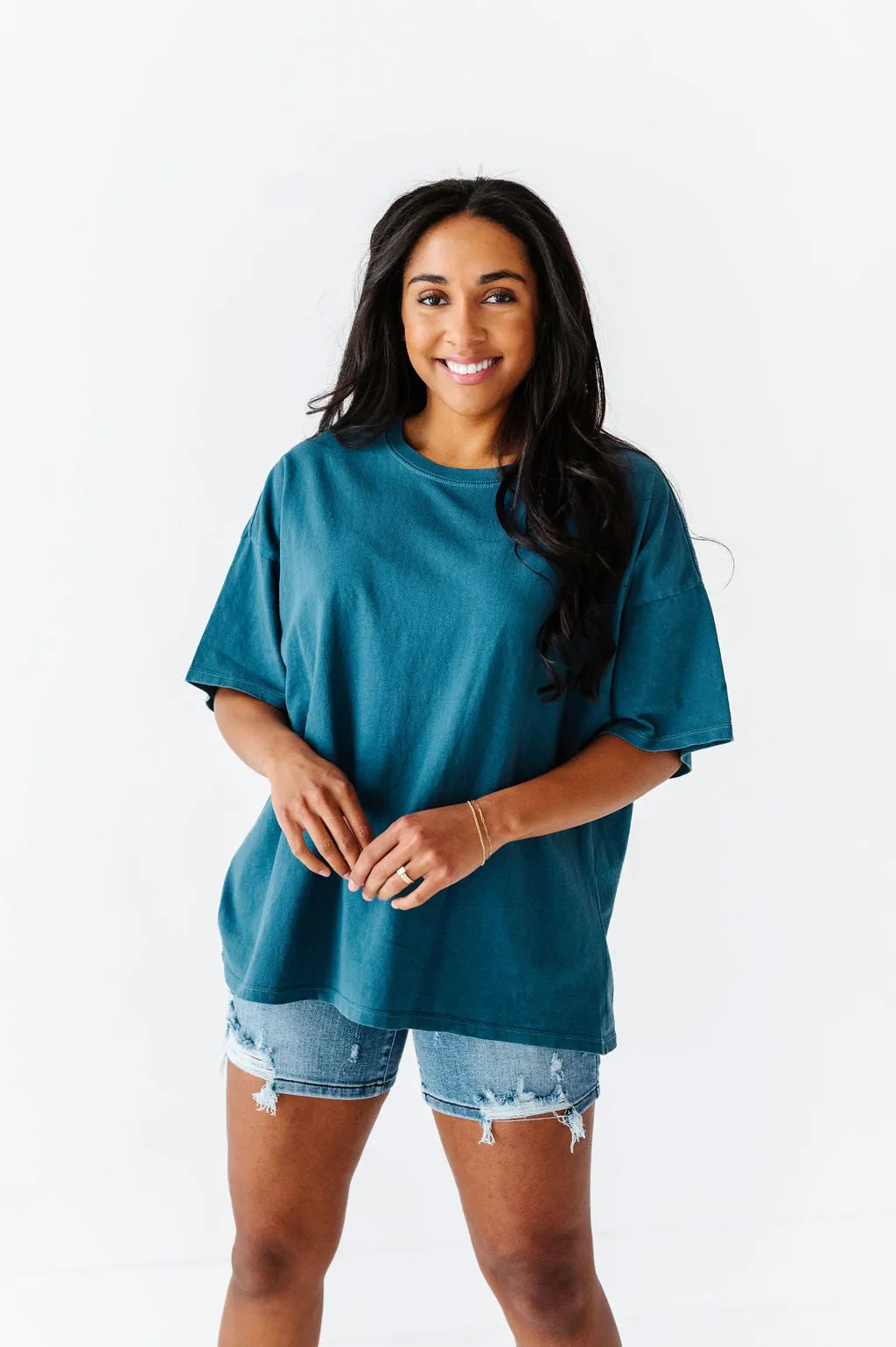 Lisa Oversized Boyfriend Tee in Dark Teal