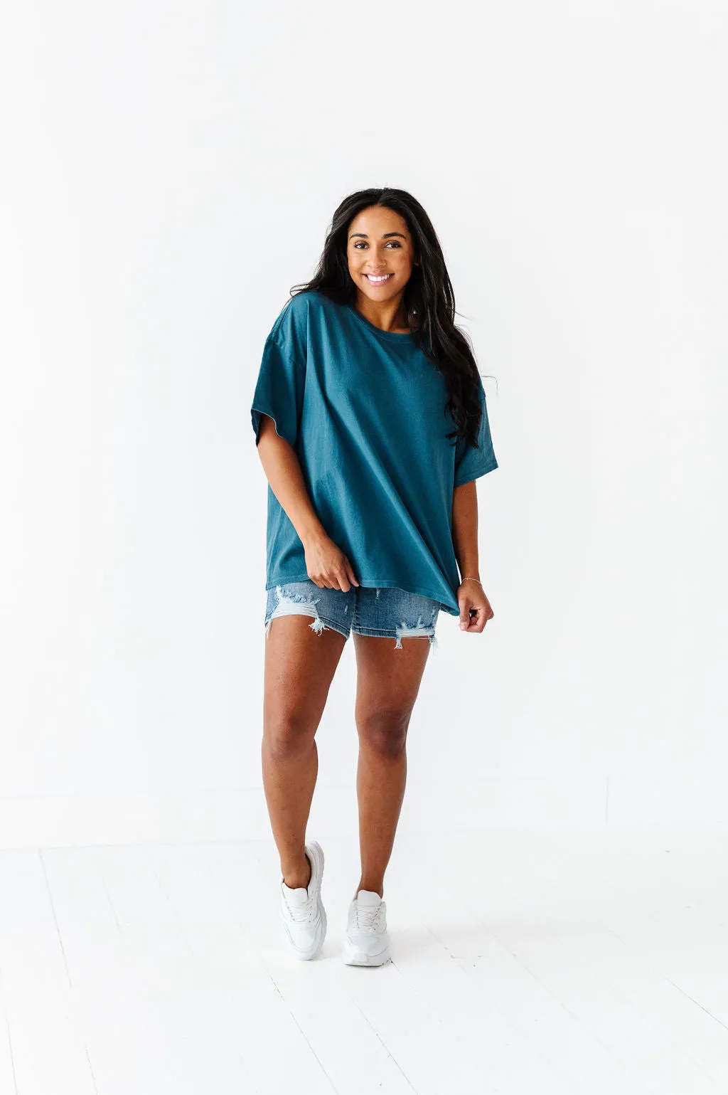 Lisa Oversized Boyfriend Tee in Dark Teal