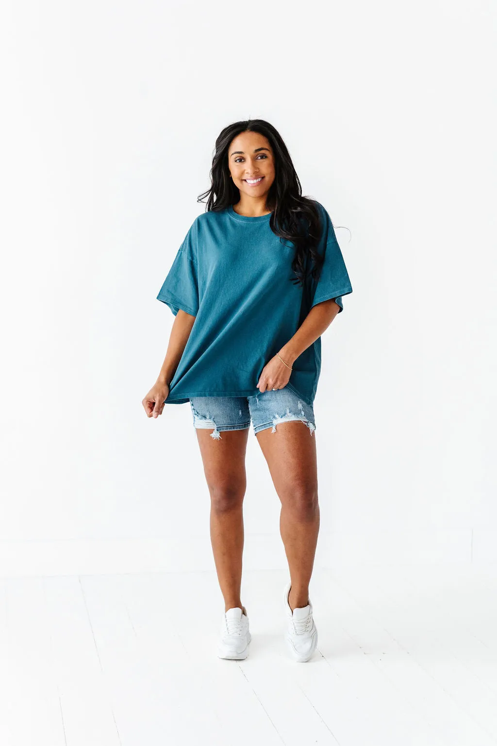 Lisa Oversized Boyfriend Tee in Dark Teal