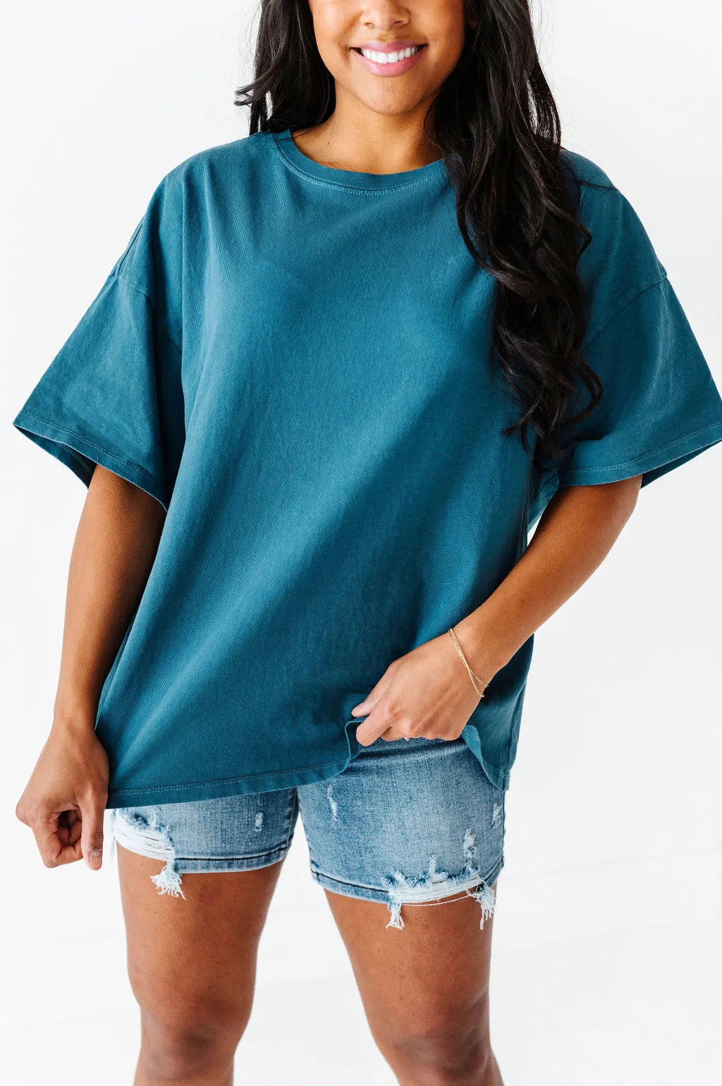 Lisa Oversized Boyfriend Tee in Dark Teal