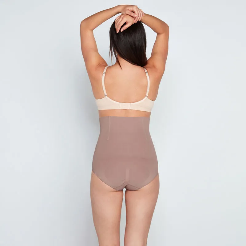 Medium Control High Waisted Brief in Mocha - Clearance