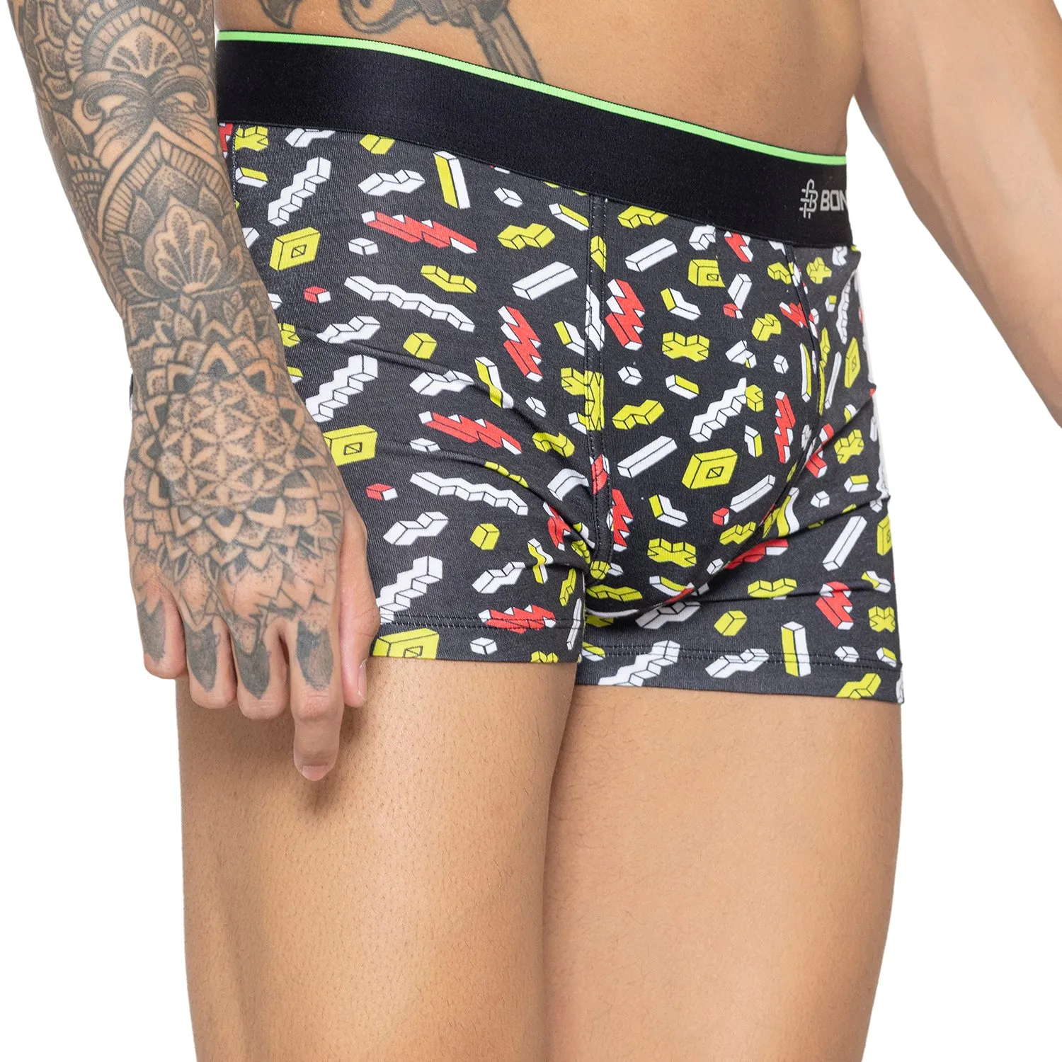 Men's Multicolor Supersoft Printed Modal Cotton Trunks - Single Pack | Black