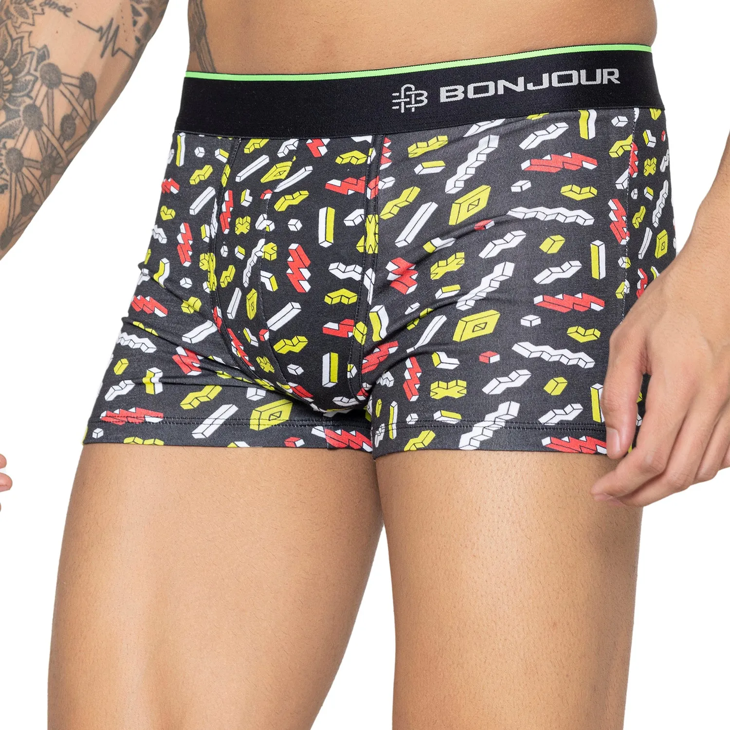 Men's Multicolor Supersoft Printed Modal Cotton Trunks - Single Pack | Black