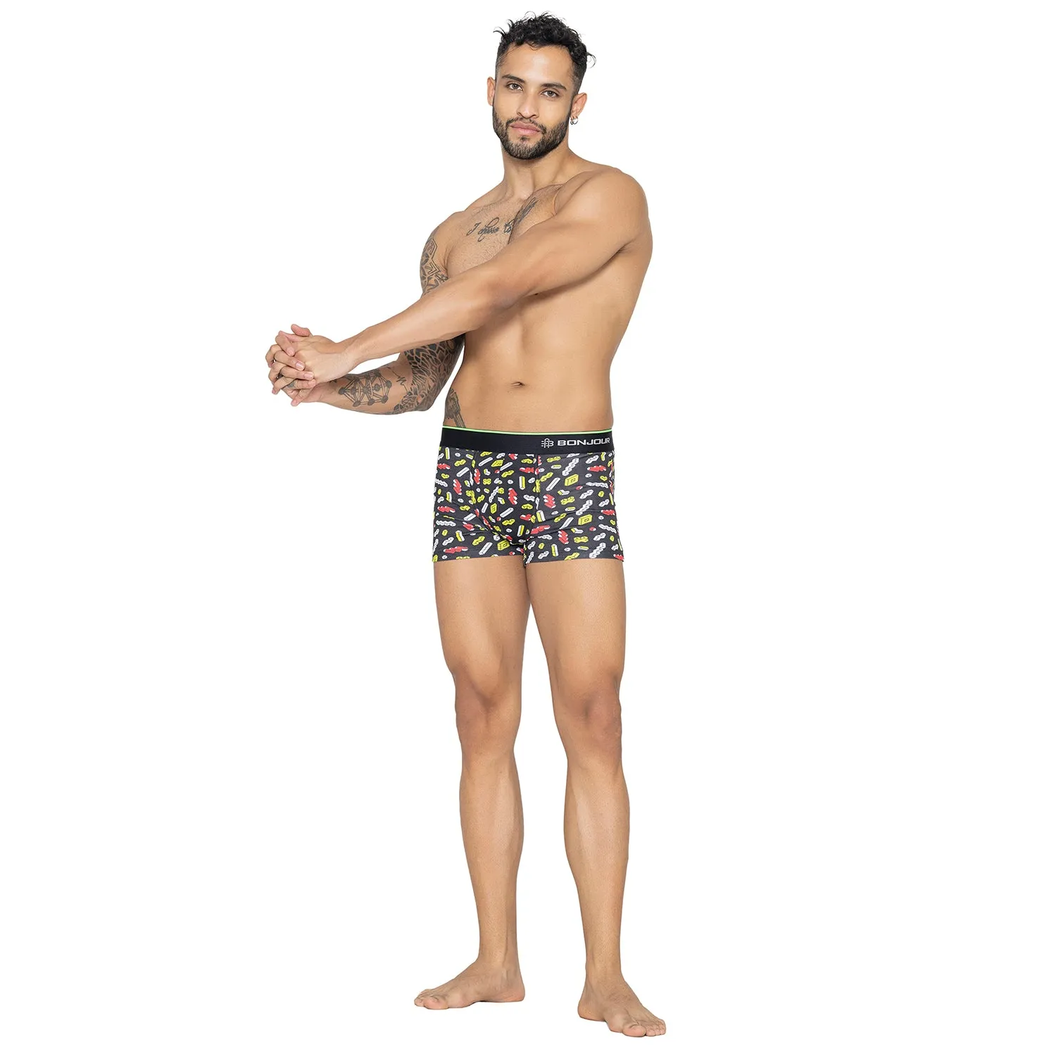 Men's Multicolor Supersoft Printed Modal Cotton Trunks - Single Pack | Black